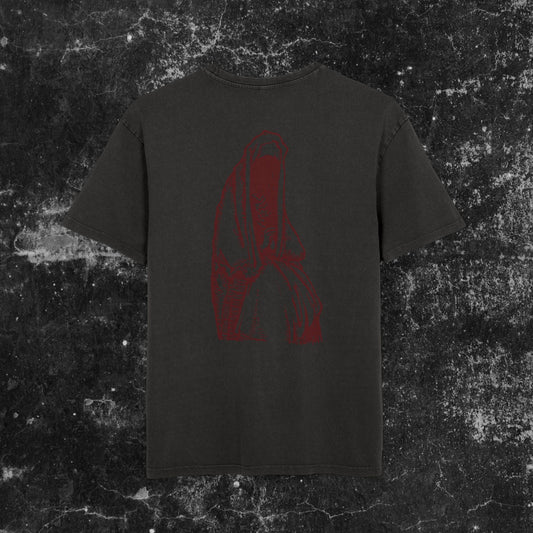 Unisex Acid Washed Oversized Tee with Cross Design, Grunge Style T-Shirt for Concerts, Casual Outfits, Streetwear Fashion