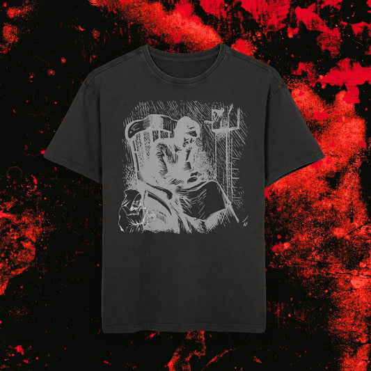 Unisex Acid Washed Graphic T-Shirt, Oversized Casual Tee for Everyday Wear, Unisex Black Tee