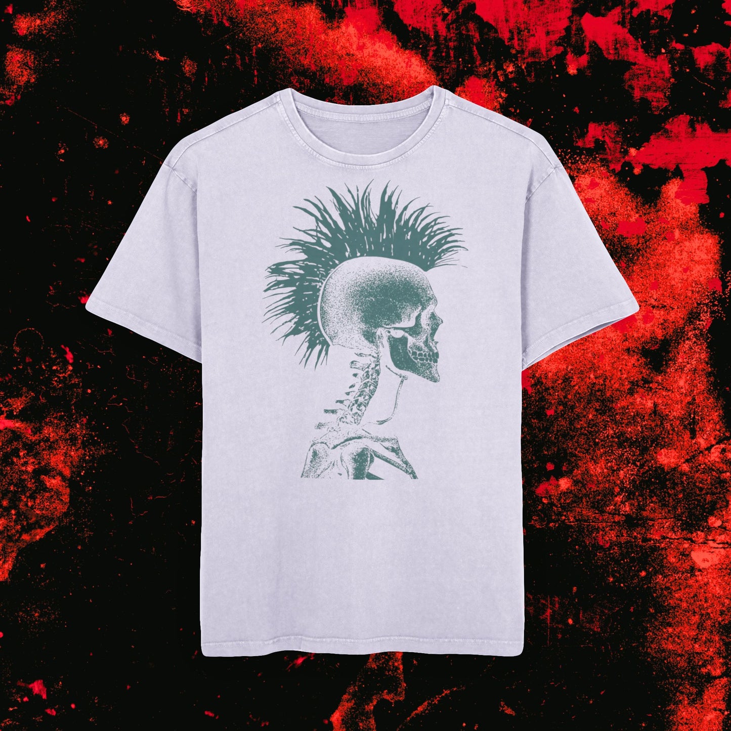 Punk Skull Graphic Tee, Casual Oversized T-Shirt, Vintage Acid Wash Shirt