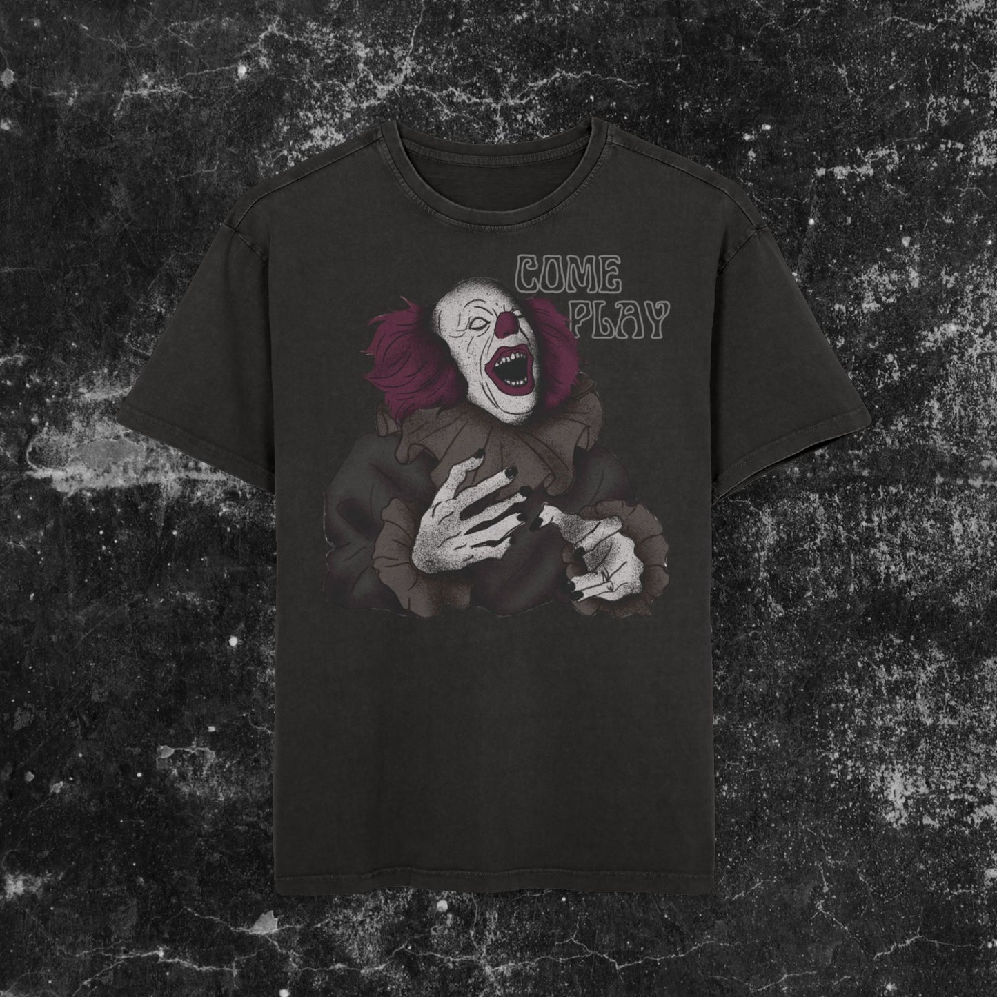 Punk Horror Graphic Tee, Acid Washed Oversized Shirt, Unisex Halloween Tee, Grunge Aesthetic Top