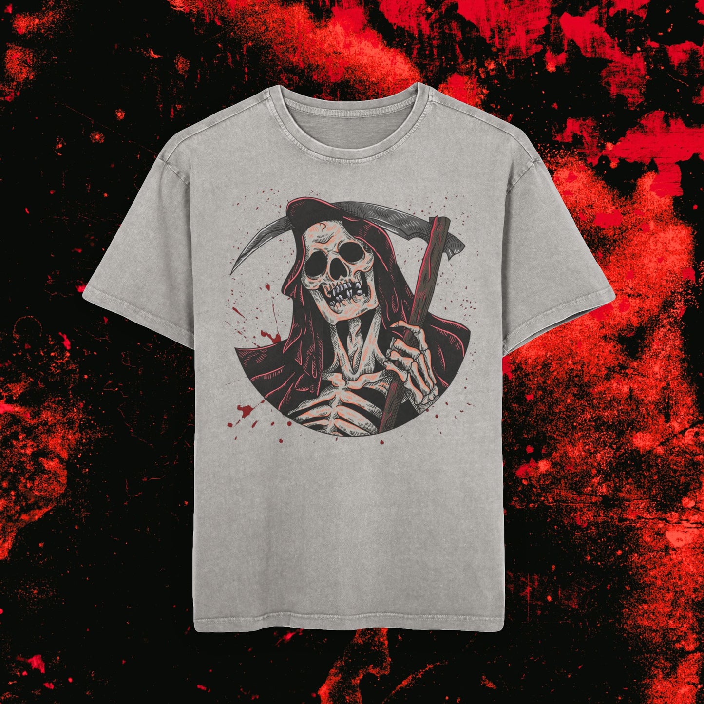Unisex Oversized Skull Tee, Acid Washed Gothic T-Shirt, Casual Grunge Top, Horror Apparel, Unisex Graphic Tee